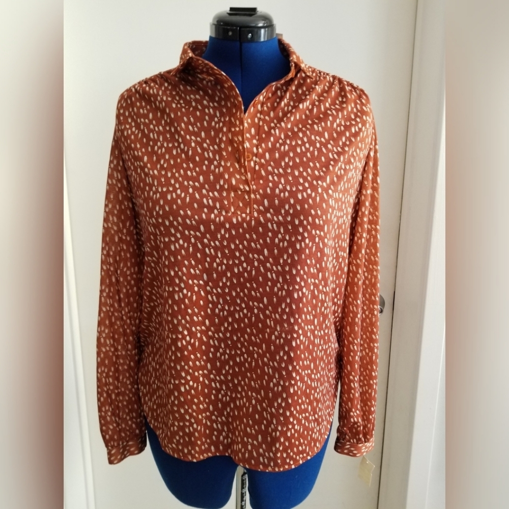 Vintage Joren SF 80s patterned blouse in Rust, NWT